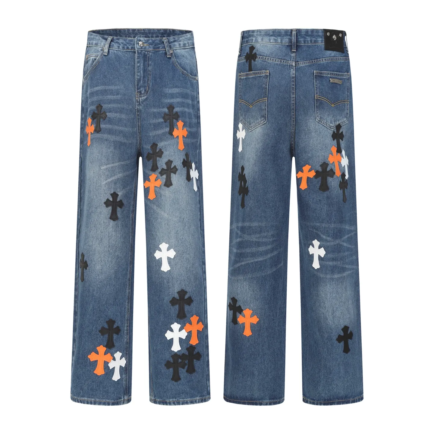 P270 Cross-border model, please do not place an order if you are pursuing quality - Chrome Hearts/Chrome Hearts Cross ✝️Pink embroidered washed jeans, trousers and casual pants - High weight, high density and high quality. The wool is soft, delicate and skin-friendly. It feels soft and silky. It has excellent warmth and skin-friendly properties. - Custom-woven and dyed, no color difference. No matter the fabric or workmanship details, it beats the ordinary version on the market. - Hardware zipper accessories are all customized, full of details - Color: washed blue -Size: 28 30 32 34 36